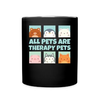 Alle Haustiere sind Therapie Haustiere Tiertherapi - Tasse einfarbig - Schwarz - Vorne