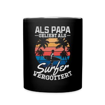 Als Papa geliebt als Surfer Vergöttert - Surfing - Tasse einfarbig - Schwarz - Vorne