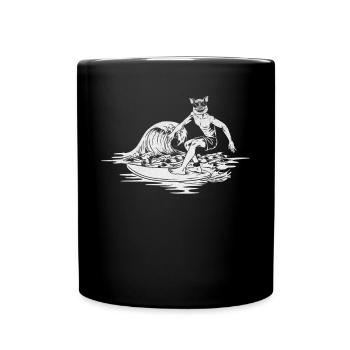 Surfen Surfboard Surfer Wassersurfer Lustiges - Tasse einfarbig - Schwarz - Vorne