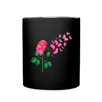 Rose Papillons Rose Fleurs Design - Mug uni - noir - Devant