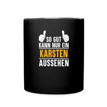 Karsten Vorname Name Geschenk - Tasse einfarbig - Schwarz - Vorne