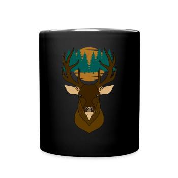 Bois de cerf rouge avec des bois de cerf - Mug uni - noir - Devant