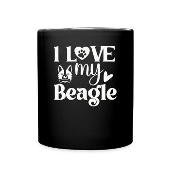 Ich liebe meinen Beagle - Tasse einfarbig - Schwarz - Vorne