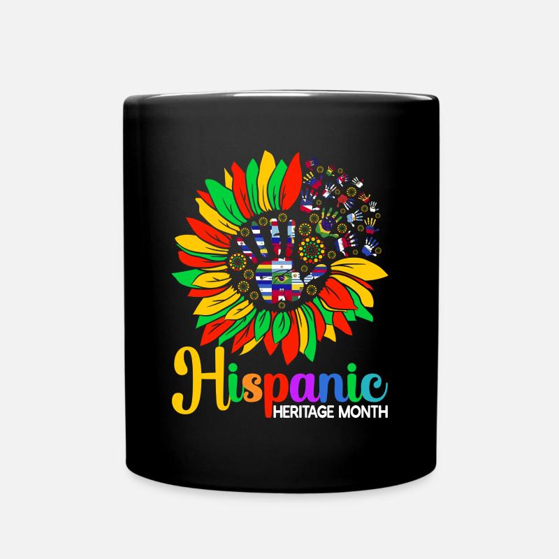 Sonnenblumen-Flaggen National Hispanic Heritage - Tasse einfarbig - Schwarz