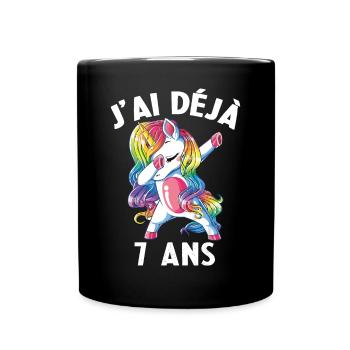 J'ai Déja 7 Ans Cadeau Anniversaire Fille Licorne - Mug uni - noir - Devant