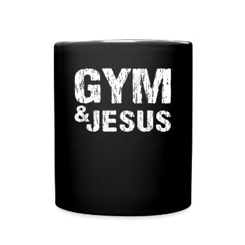 Gym and Jesus Christian Workout Sport Jesus - Tasse einfarbig - Schwarz - Vorne