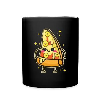 Ananas -Pizza Kawaii Ananas -Tranche de pizza - Mug uni - noir - Devant