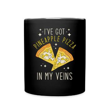 Ich Habe Ananaspizza In Meinen Adern - Tasse einfarbig - Schwarz - Vorne