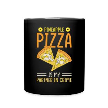 Pineapple -Pizza Is My Partner For Crime - Full Colour Mug - black - Front