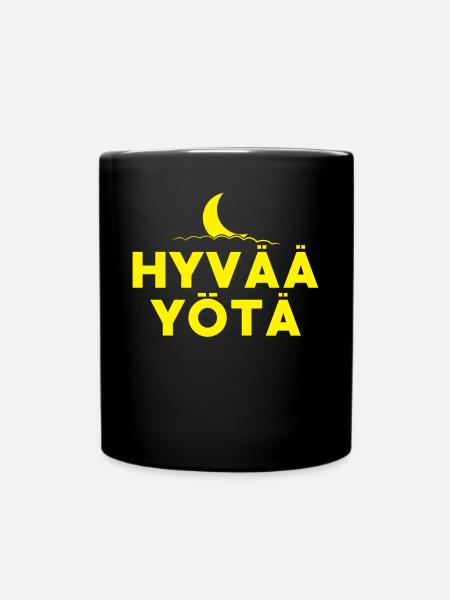 Hyvää yötä Finnland Finnisch Gute Nacht - Tasse einfarbig - Schwarz