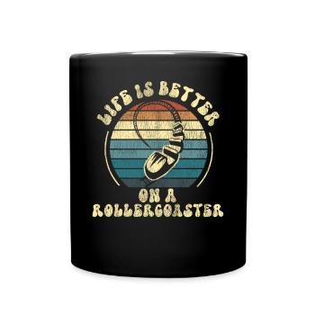 Roller Coaster Retro Vintage Life - Tasse einfarbig - Schwarz - Vorne
