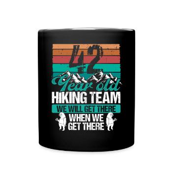 42 Birthday Sloth Hiking Mountains 42 Year Old - Tasse einfarbig - Schwarz - Vorne