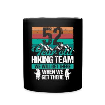 52 Birthday Sloth Hiking Mountains 52 Year Old - Full Colour Mug - black - Front