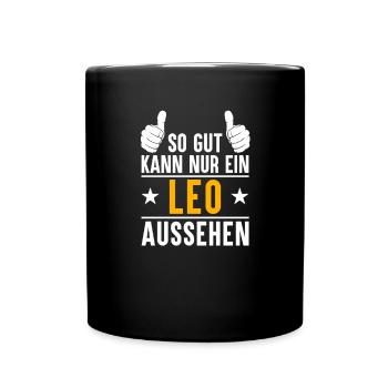 Leo Vorname Name Geschenk - Tasse einfarbig - Schwarz - Vorne