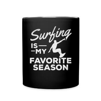 Le surf est ma saison préférée Surfboard Surfer - Mug uni - noir - Devant
