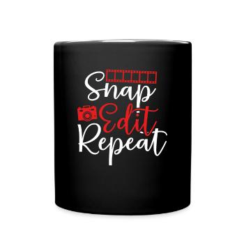 Edit Snap Repeat - Full Colour Mug - black - Front