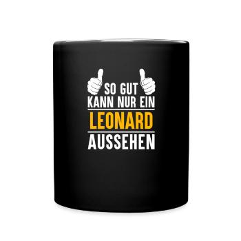 Leonard Vorname Name Geschenk - Tasse einfarbig - Schwarz - Vorne