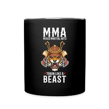 MMA Tiger Samurai Kopf - Cage Fighter Freies - Tasse einfarbig - Schwarz - Vorne