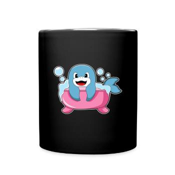 Dolphin Bathing Bathtub - Full Colour Mug - black - Front