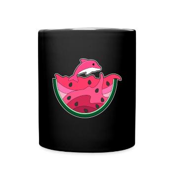 Dolphin Watermelon - Full Colour Mug - black - Front