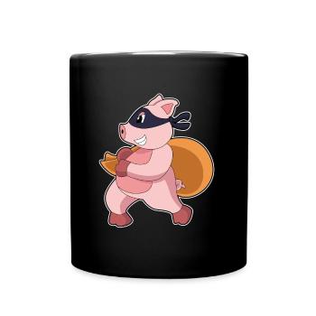 Sac à argent du bandit cochon - Mug uni - noir - Devant