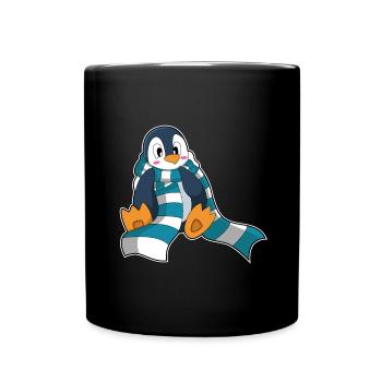 Penguin Winter Scarf - Full Colour Mug - black - Front