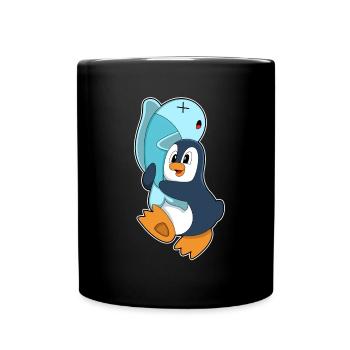 Pinguin Fisch - Tasse einfarbig - Schwarz - Vorne