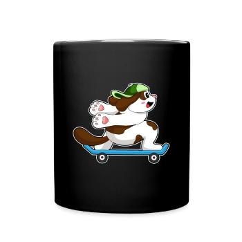 Hund Skater Skateboard - Tasse einfarbig - Schwarz - Vorne