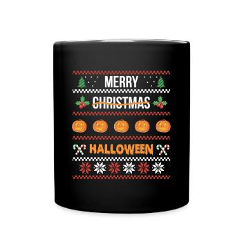 Merry Christmas ... Halloween Shirt Geschenk - Tasse einfarbig - Schwarz - Vorne