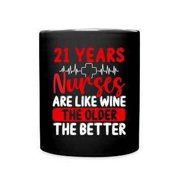 21 ans Infirmière Appreciation Wine 21 Anniversaire - Mug uni - noir - Devant
