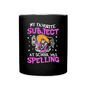 My Favorite Subject What Spelling Halloween Witch - Full Colour Mug - black - Front