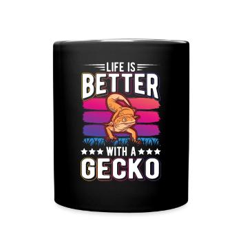 Life is better with a Gecko Leopard gecko - Full Colour Mug - black - Front