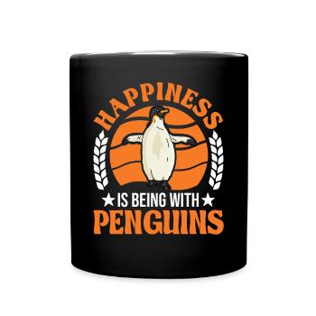 Happiness is being with Penguins Penguin - Full Colour Mug - black - Front