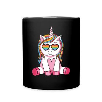 LGBTQ Gay Lesbian Trans CSD Unicorn Gay Pride - Full Colour Mug - black - Front