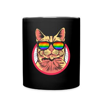 Katze Bisexuell LGBTQ Pride Gay Schwul Lesbisch - Tasse einfarbig - Schwarz - Vorne
