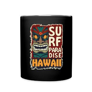 Tiki Face Surf Paradise Hawaii Surfen - Tasse einfarbig - Schwarz - Vorne