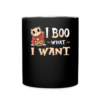 I Boo what i want Cat Funny Halloween Costume - Full Colour Mug - black - Front