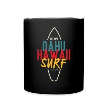 Oahu Hawaii Vintage Surfer Spot Surfboard Surfen - Tasse einfarbig - Schwarz - Vorne