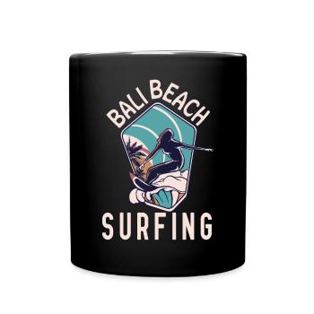 Bali Beach Surfer Retro Surfing Girl Travel - Tasse einfarbig - Schwarz - Vorne