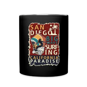 San Diego Surfen Big Wave California Surfer - Tasse einfarbig - Schwarz - Vorne