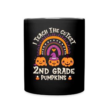 Halloween I Teach The Cutest 2nd Grade Pumpkins - Full Colour Mug - black - Front