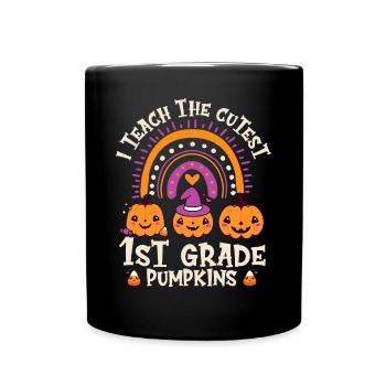 Halloween I Teach The Cutest 1st Grade Pumpkins - Full Colour Mug - black - Front