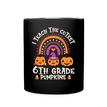 Halloween I Teach The Cutest 6th Grade Pumpkins - Full Colour Mug - black - Front