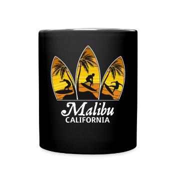 Malibu California Surfer Spot Sunset Surfboards Su - Tasse einfarbig - Schwarz - Vorne