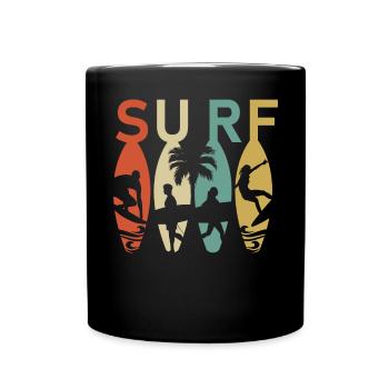Surfboard Retro Surfing Surfer - Tasse einfarbig - Schwarz - Vorne