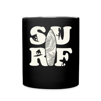 Surfboard Vintage Surfer Retro 80s 90er Jahre - Tasse einfarbig - Schwarz - Vorne