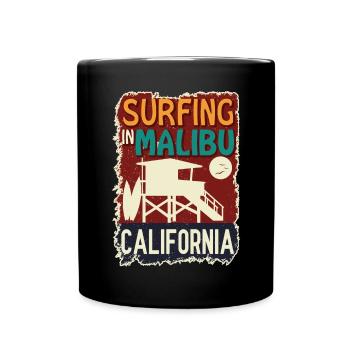 Surfen in Malibu California LifeGuard Station Surf - Tasse einfarbig - Schwarz - Vorne