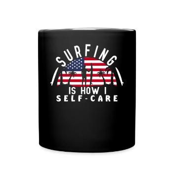 Surfen ist, wie ich selbst pflege American Flag Su - Tasse einfarbig - Schwarz - Vorne