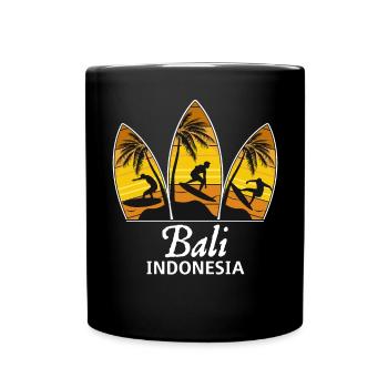 Bali Indonesia Surfer Spot Sunset Surfboards Surf - Tasse einfarbig - Schwarz - Vorne