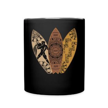 Pisces -Zodiac -Surfboard -Surfenhoroskop - Tasse einfarbig - Schwarz - Vorne